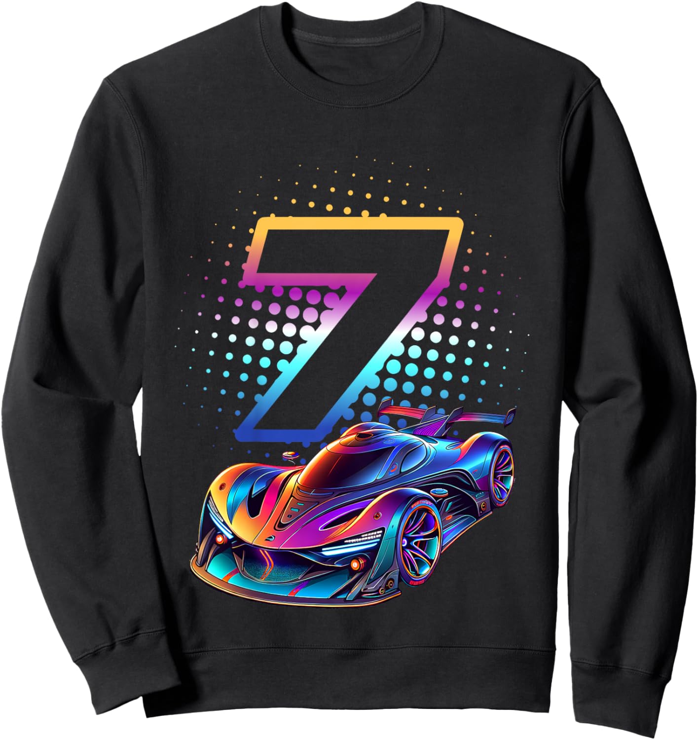 7 Jahre altes Rennauto 7. Geburtstag Futuristischer Rennwagen Sweatshirt - Sweatshirt | Black