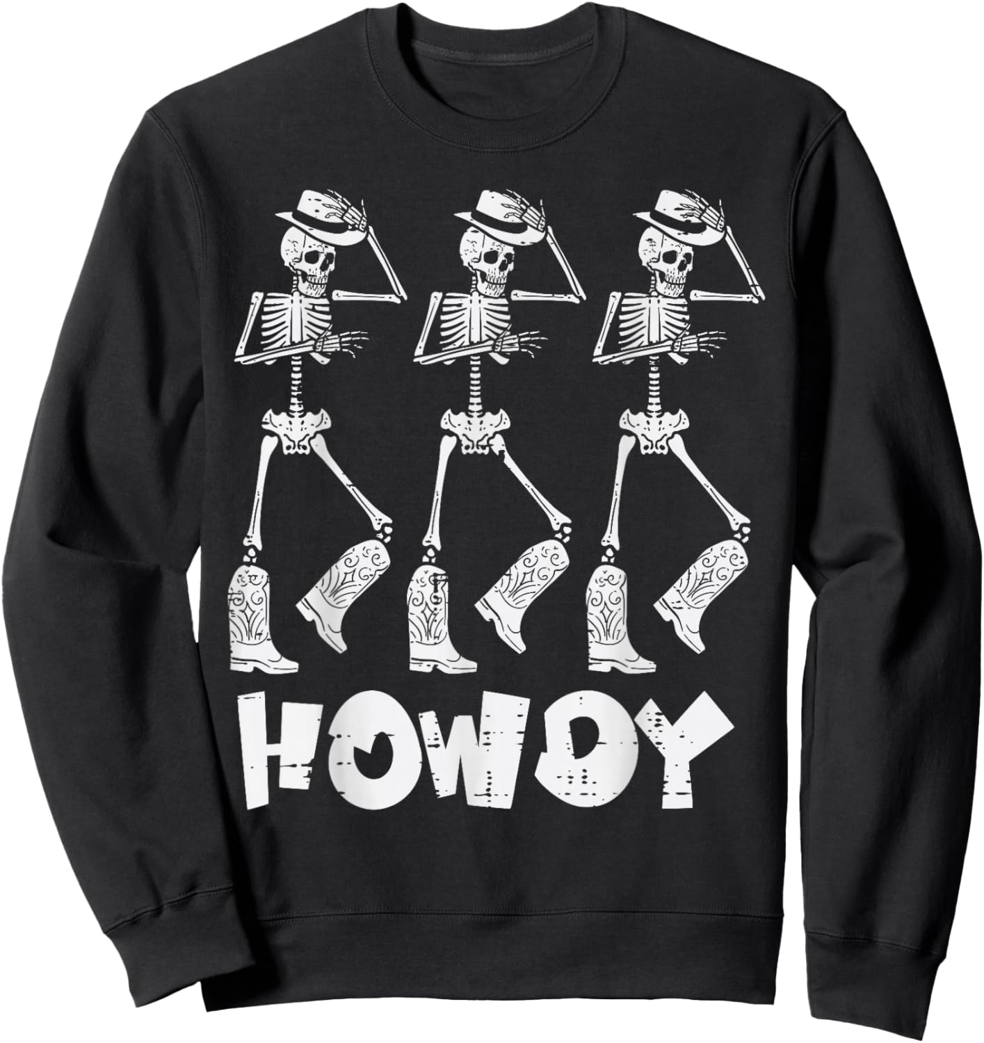 Halloween Cowboy Skeletons Howdy Costume Men Women Kids Boys Sweatshirt - Sweatshirt | Black