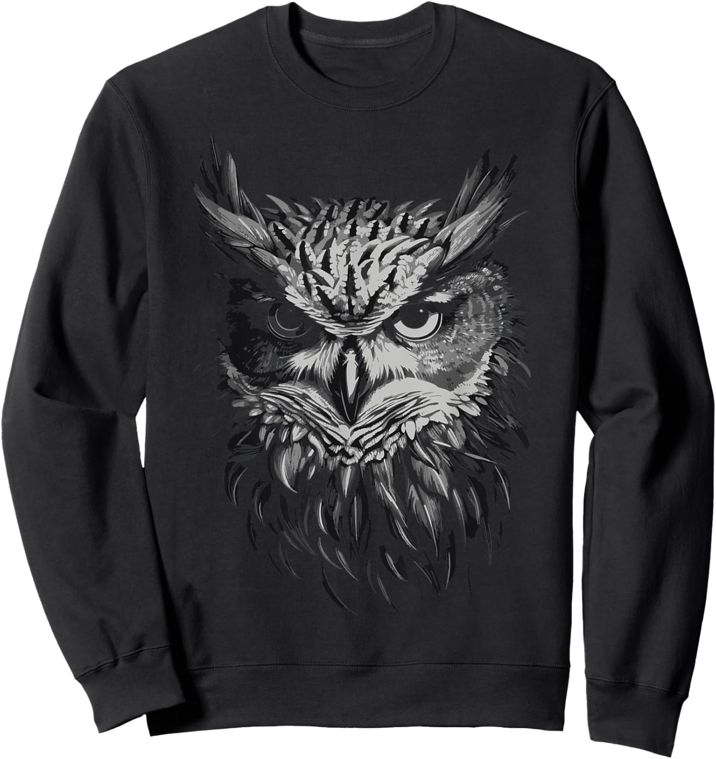 Vintage Owl Graphic Sweatshirt - Sweatshirt | Black