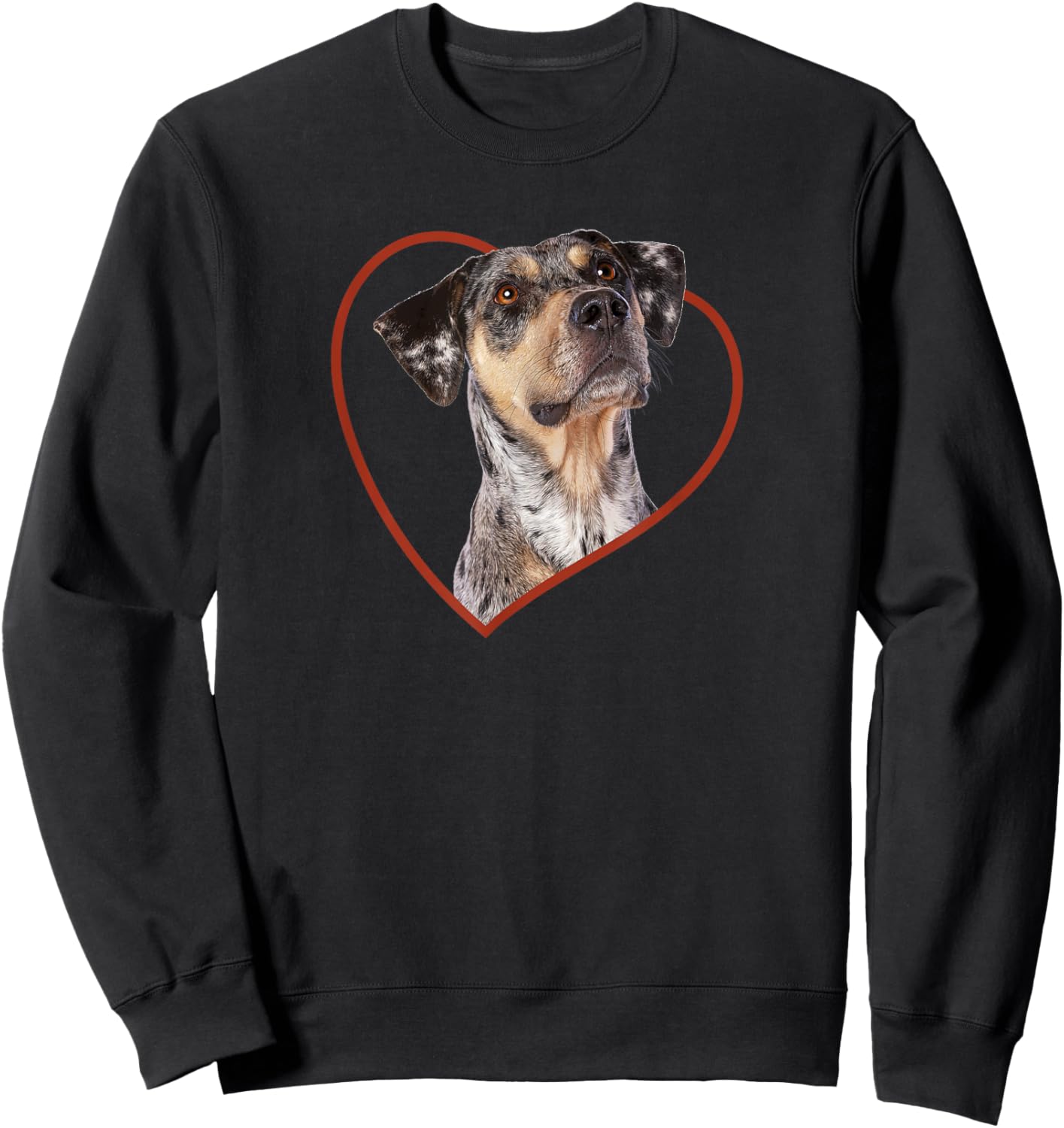 Louisiana Catahoula Leopard Dog Portrait Heart Sweatshirt - Sweatshirt | Black