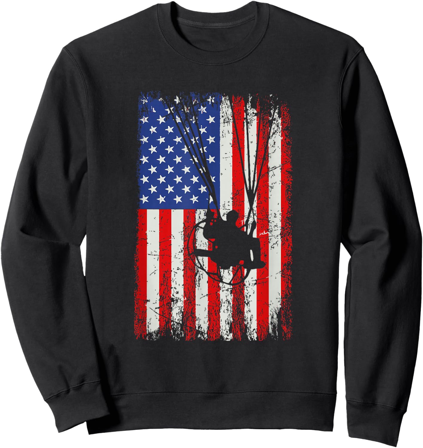 paramotor American Flag, paramotor Sweatshirt - Sweatshirt | Black