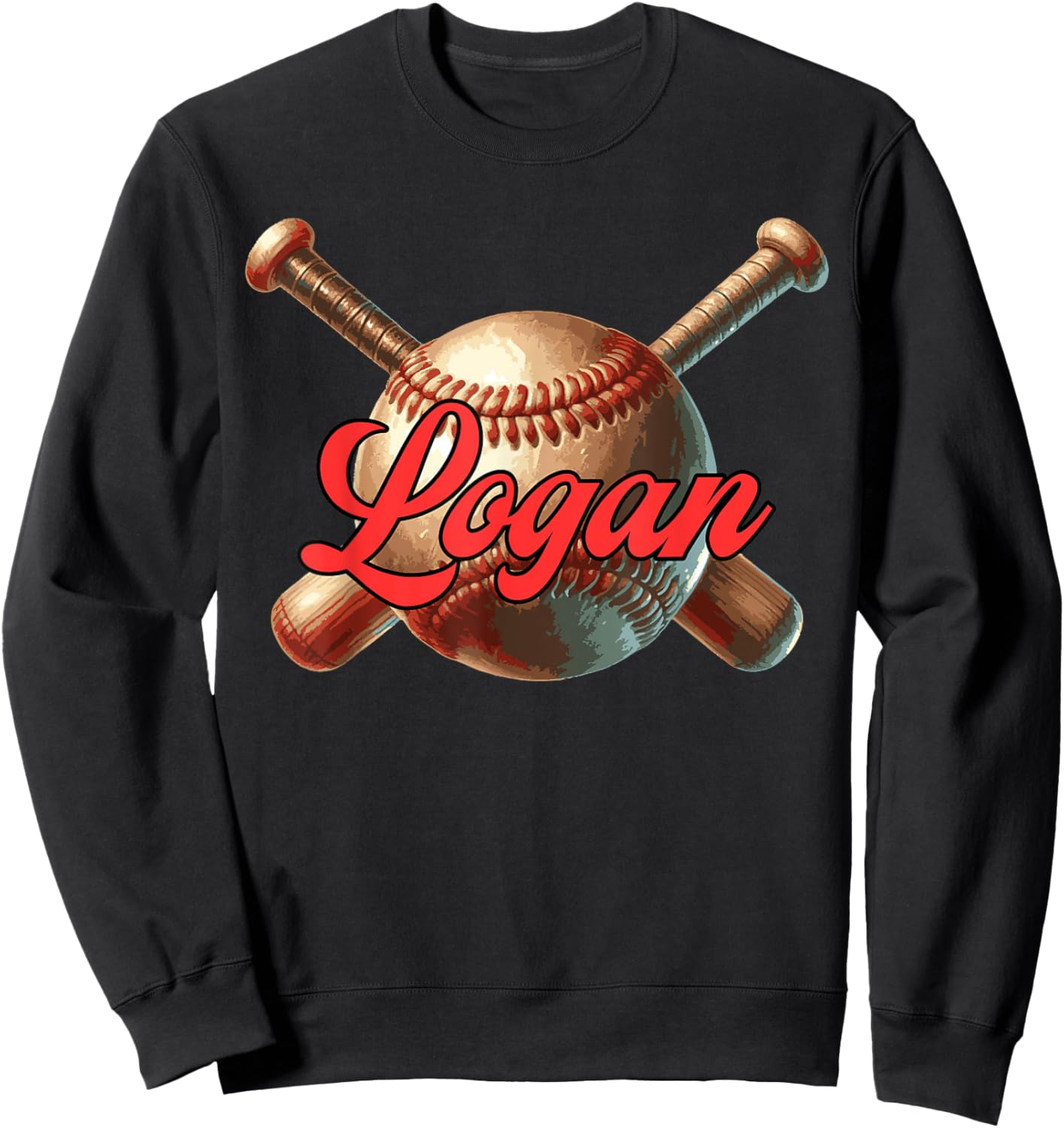 Logan Baseball Custom Name Sweatshirt - Sweatshirt | Black