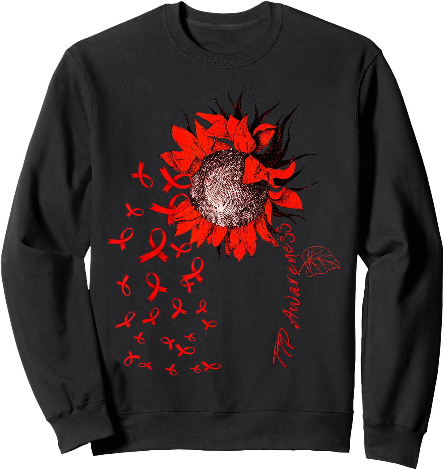 TTP Awareness Sunflower Red Ribbon Sweatshirt - Sweatshirt | Black