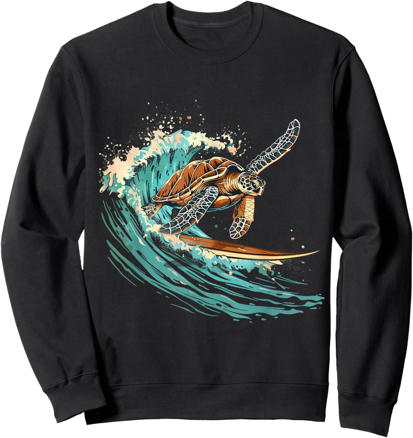 Sea Turtle Surfing Ocean Sea Turtle Ocean Sea Animal Lover Sweatshirt - Sweatshirt | Black