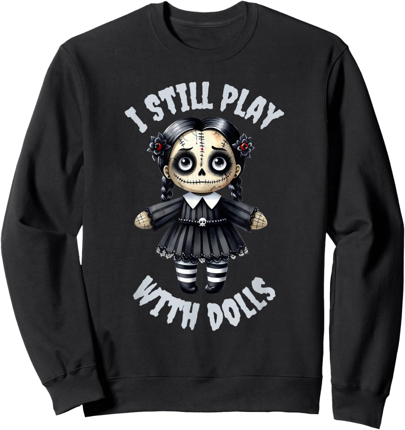 VooDoo Doll Graphic Halloween Costume Sweatshirt - Sweatshirt | Black