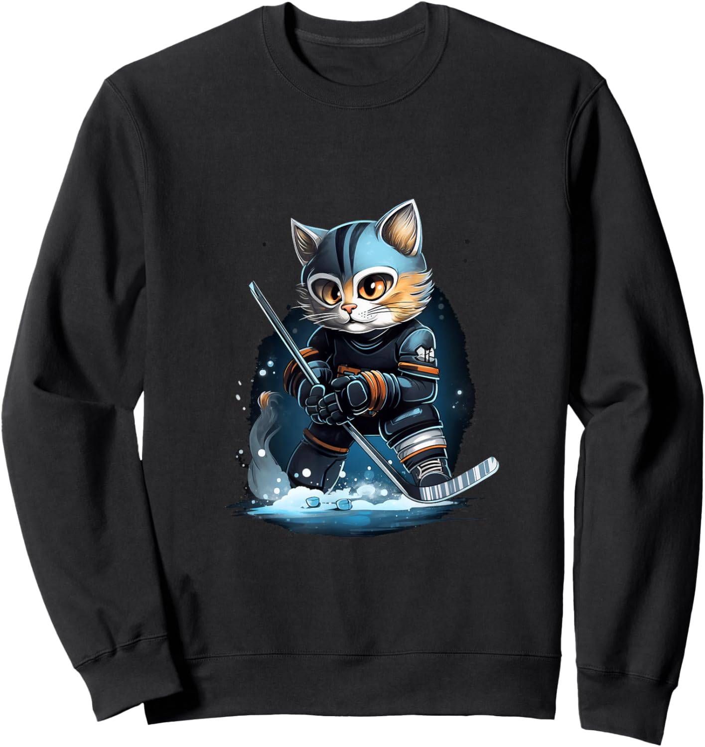 Cat Kitten Ice Hockey Stick Hockey Stick Sweatshirt - Sweatshirt | Black
