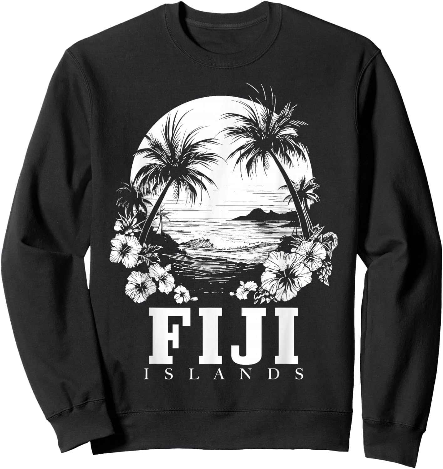 Fiji Islands Hibiscus Flowers Beach Surfer Souvenir Sweatshirt - Sweatshirt | Black