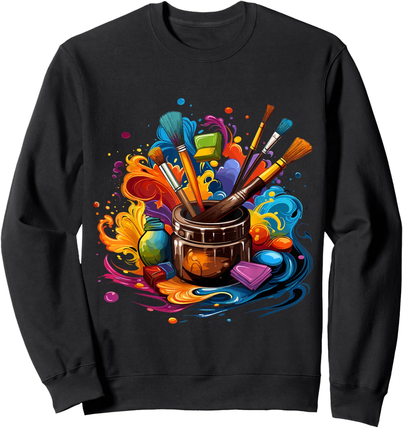 Artist Paint Palette And Brushes Art -Adults Black Art Sweatshirt - Sweatshirt | Black