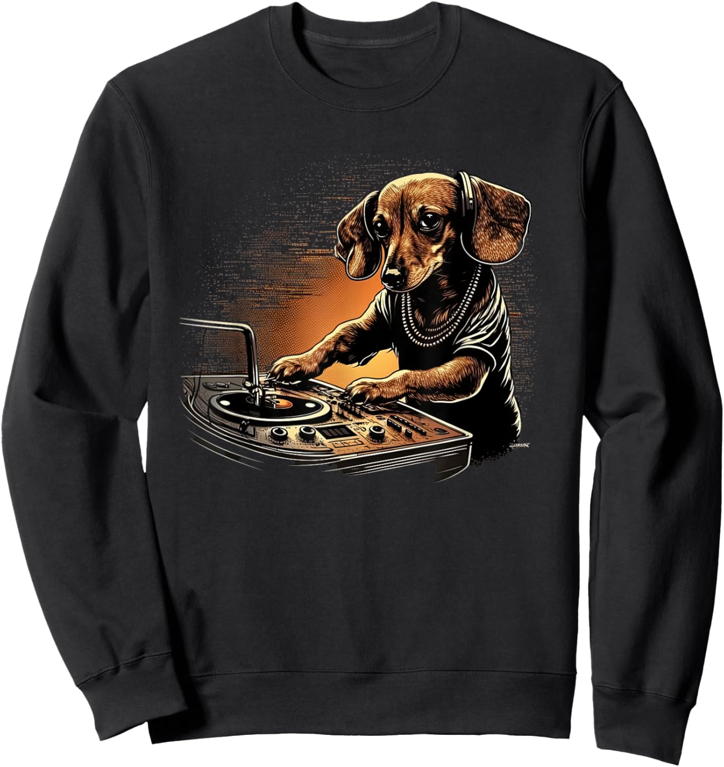 Funny Dachshund Cute Dj Electronic Music EDM Party Sweatshirt - Sweatshirt | Black