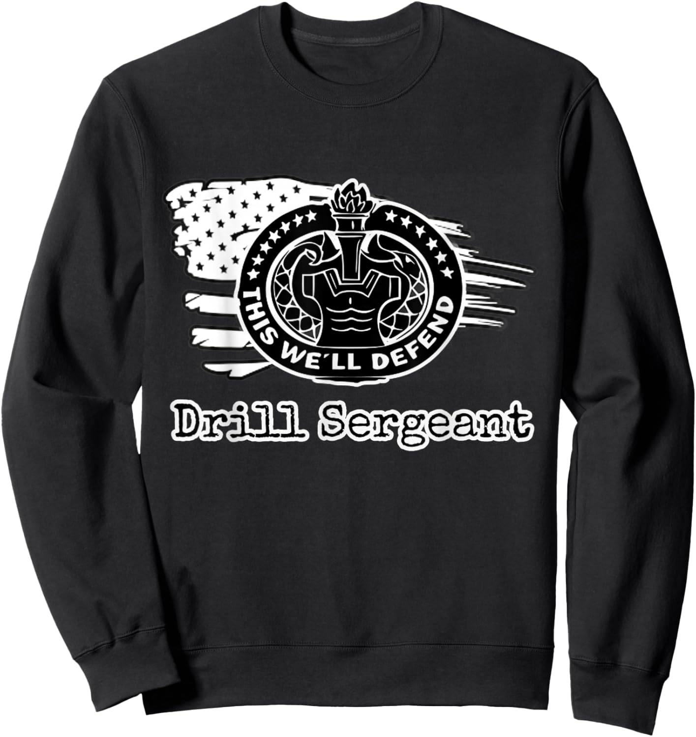 Army Drill Sergeant Badge Sweatshirt - Sweatshirt | Black