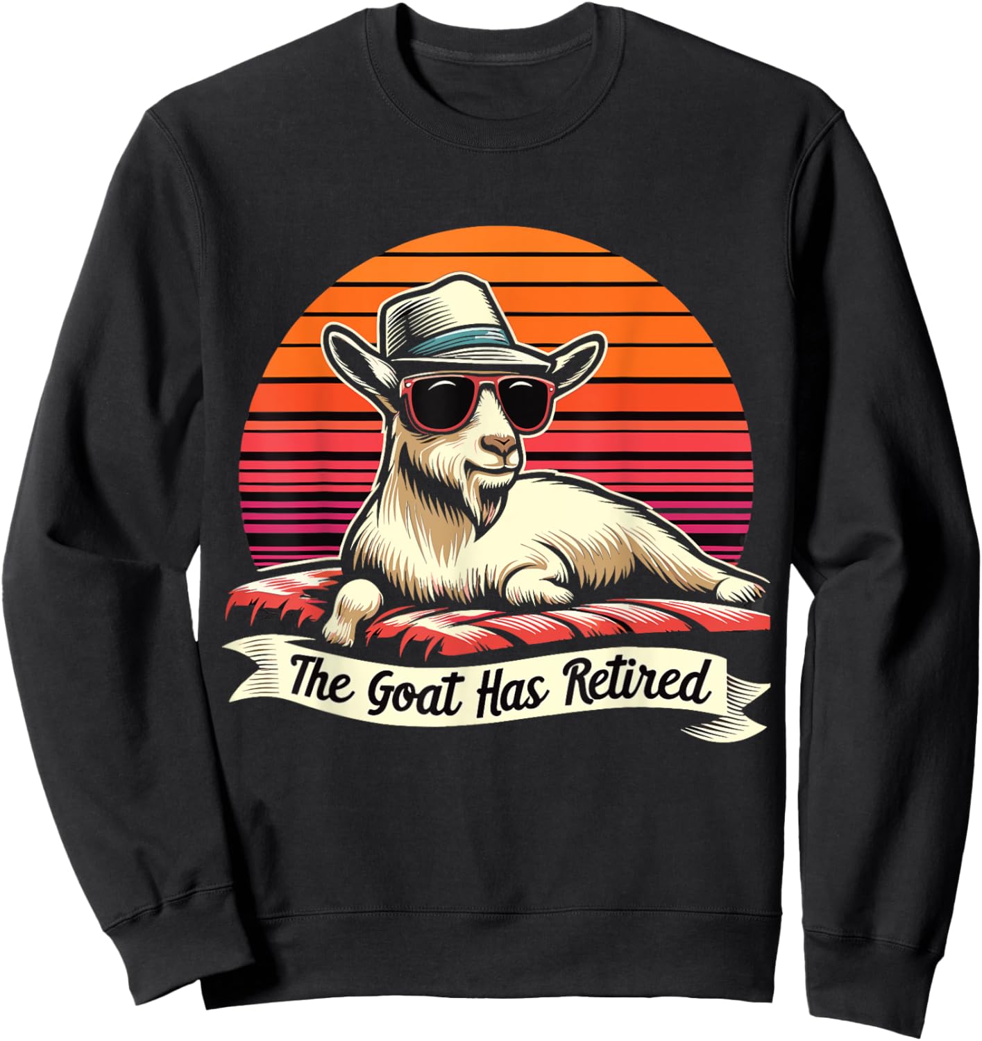 the goat has retired men Retirement goat Pension plan Sweatshirt - Sweatshirt | Black
