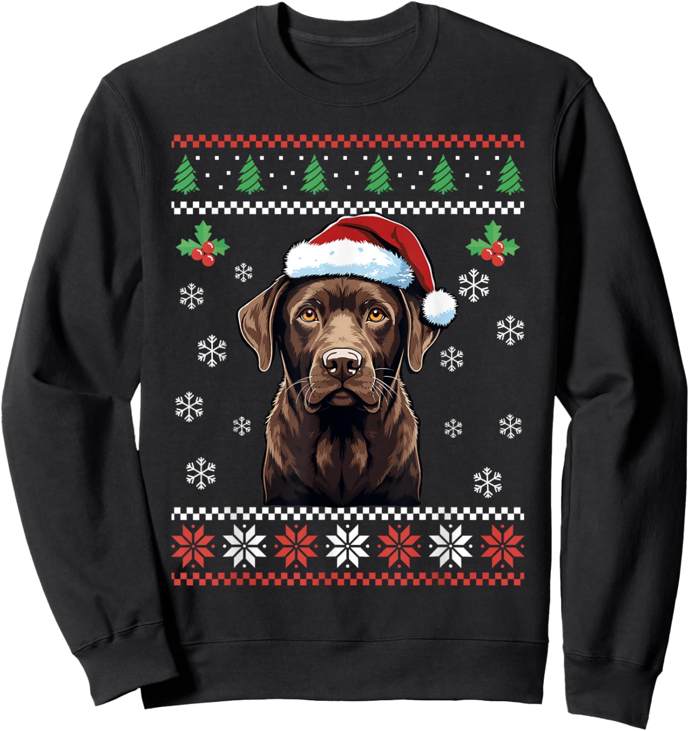 Chocolate Labrador Ugly Christmas Sweater Xmas Adults Kids Sweatshirt - Sweatshirt | Black