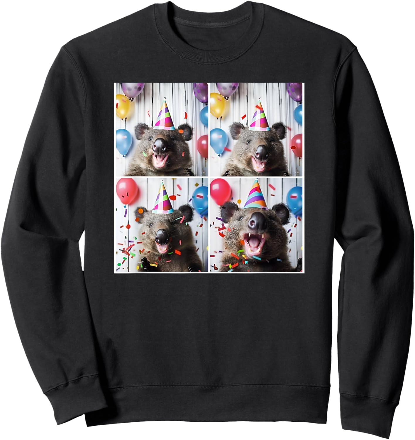 Wombat Lover Australian Animal Party Hat Wombat Birthday Sweatshirt - Sweatshirt | Black