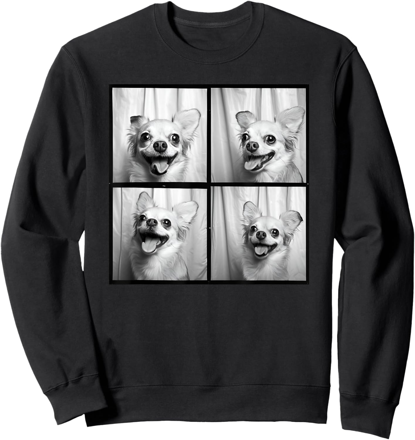 Smiling Chihuahua Face Funny Dog Photoshoot Chihuahua Mom Women Kids Sweatshirt - Sweatshirt | Black