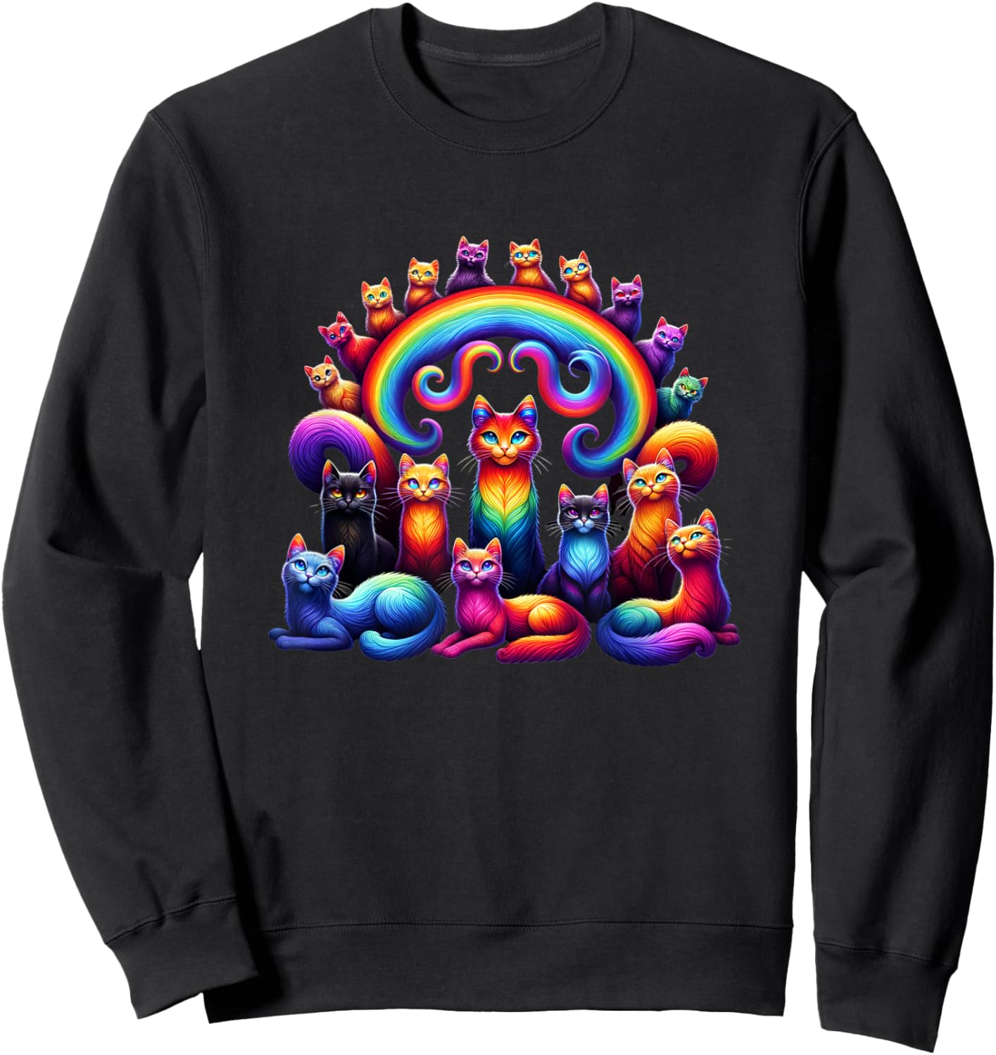 Cats in a Rainbow Sweatshirt - Sweatshirt | Black