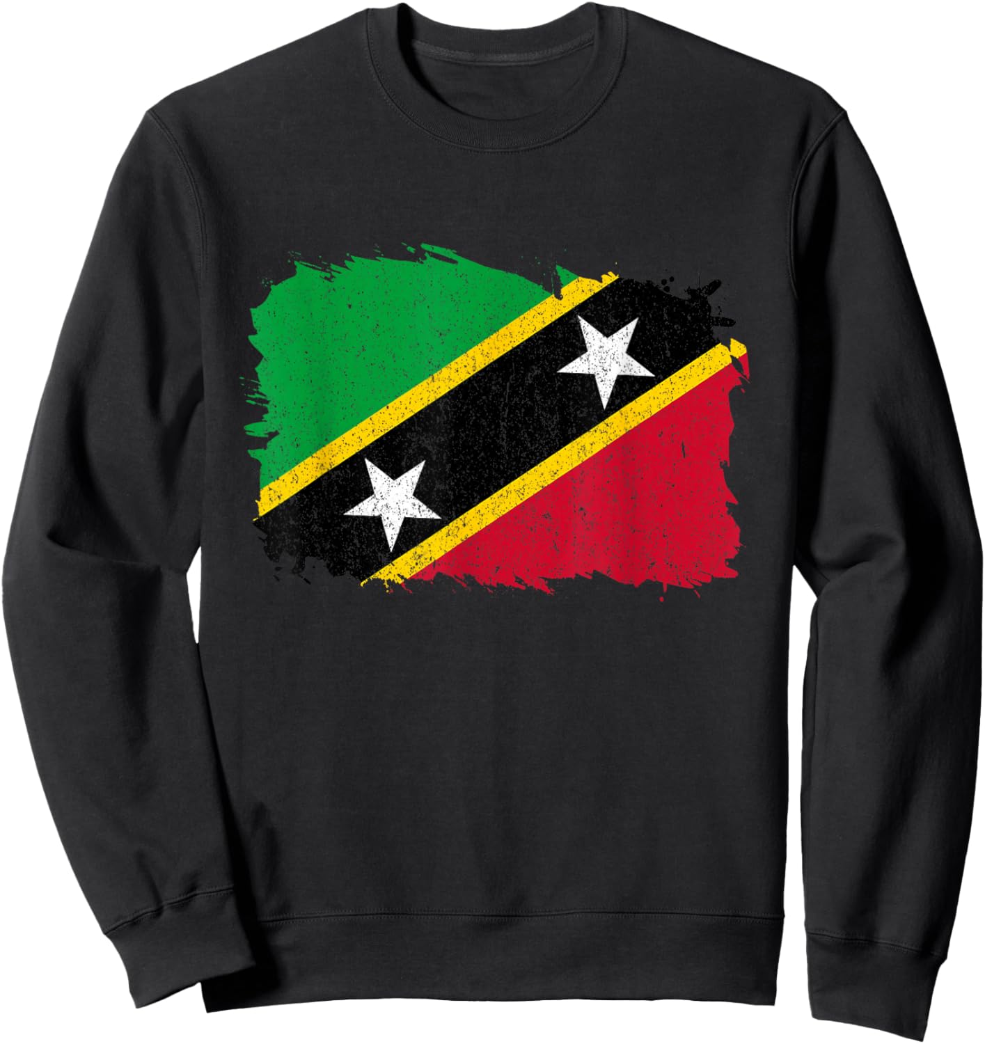 Saint Kitts and Nevis Nevisian Pride Vintage Nevisian Flag Sweatshirt - Sweatshirt | Black