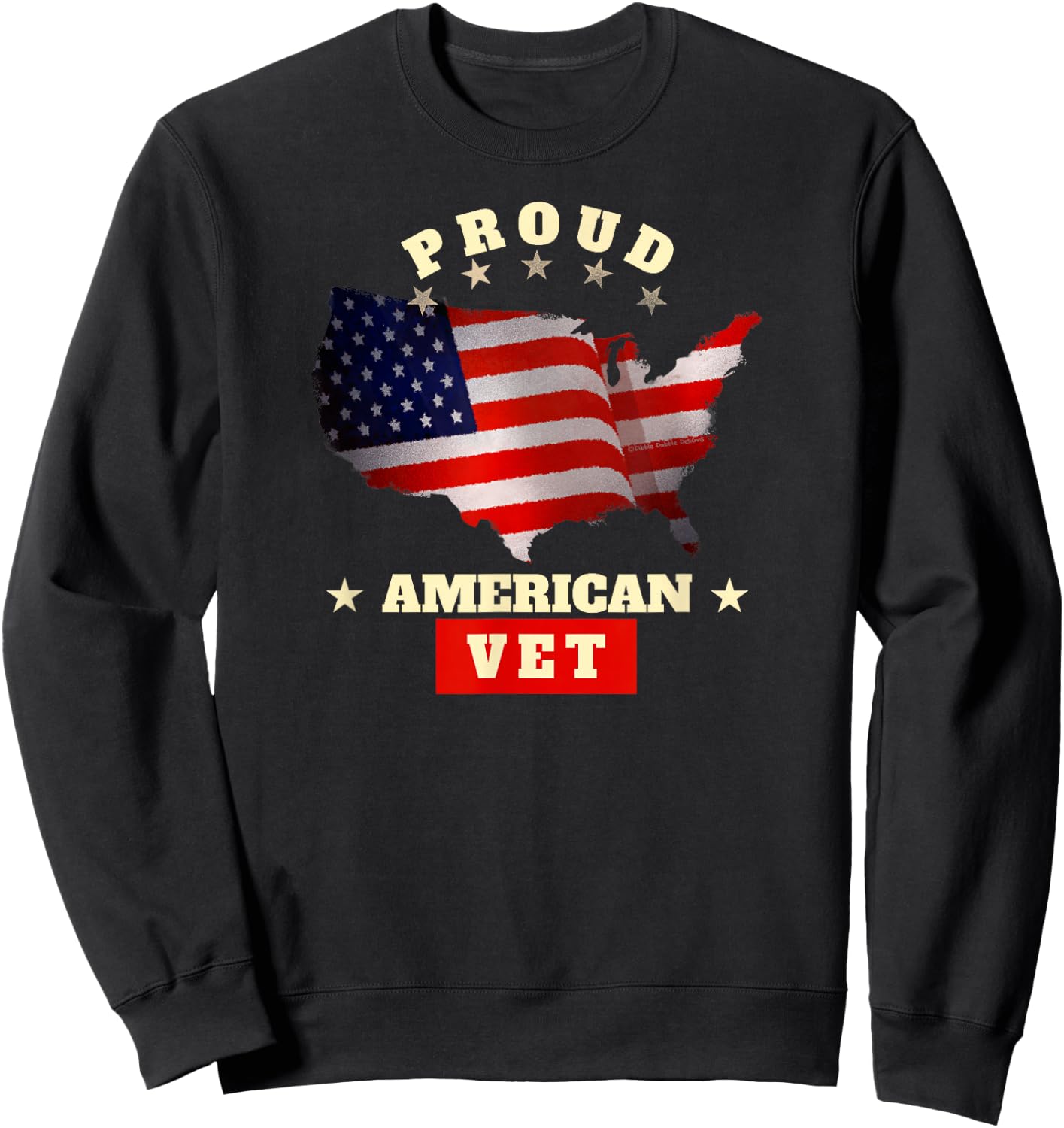USA Flag Patriotic Proud American VET - Veterans Sweatshirt - Sweatshirt | Black