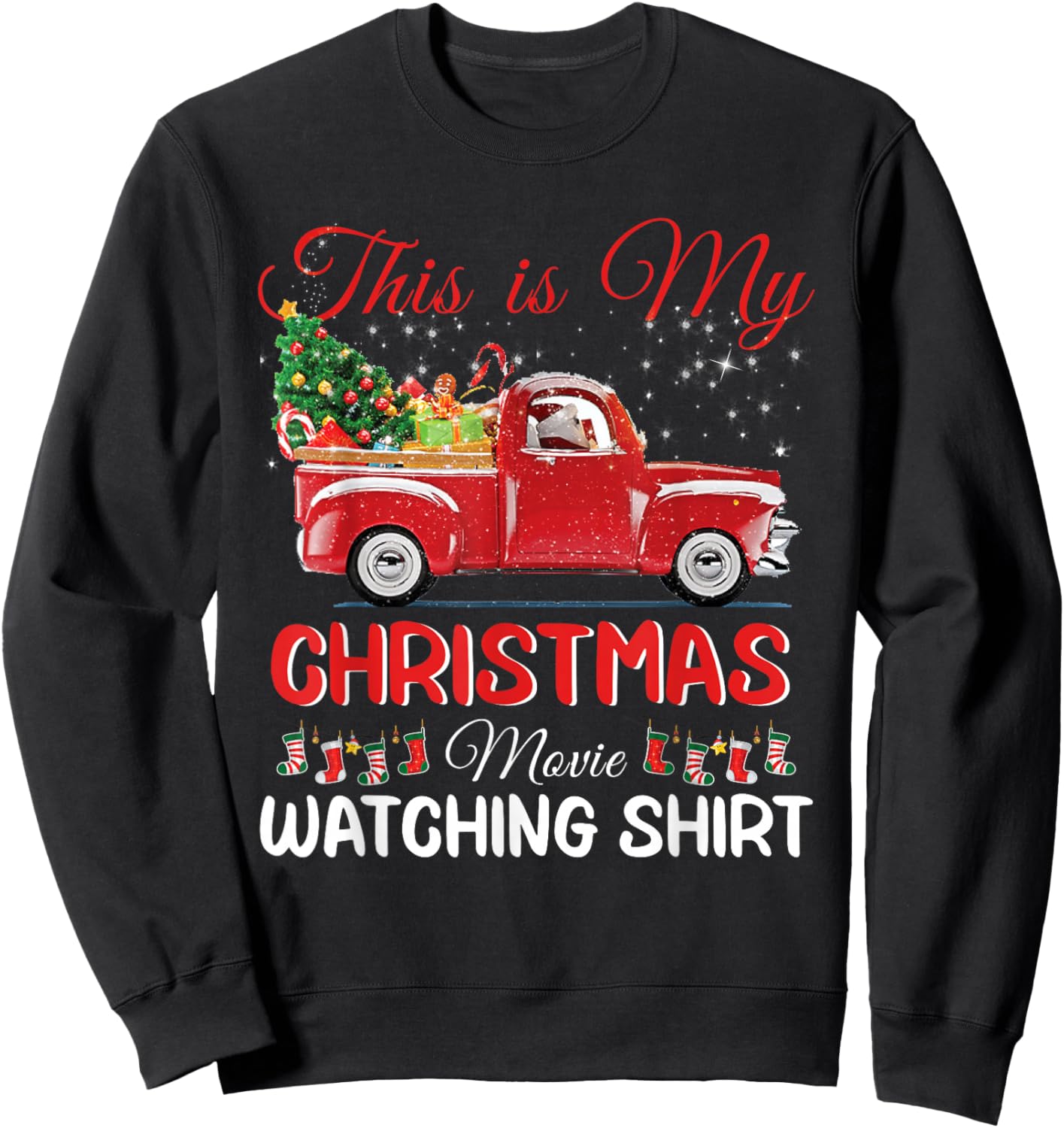 This Is My Christmas Movie Watching with Vintage Truck Sweatshirt - Sweatshirt | Black