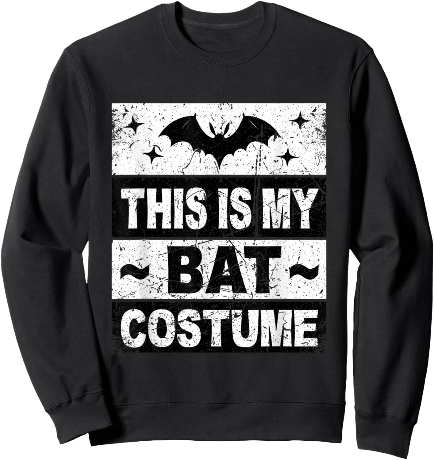 Retro Bat Costume Shirt Halloween Bat Lazy Easy Kids Adult Sweatshirt - Sweatshirt | Black