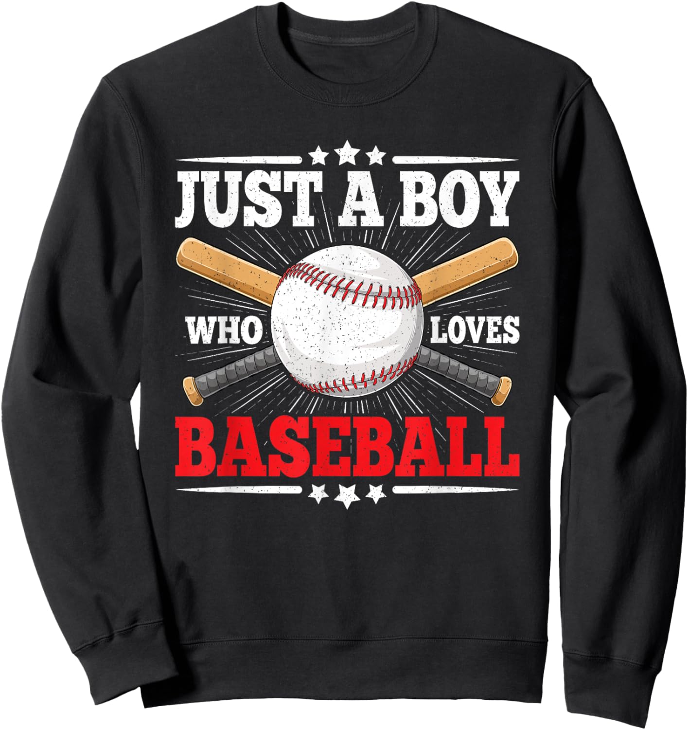 Just A Boy Who Loves Baseball Funny Baseball Player Kids Sweatshirt - Sweatshirt | Black