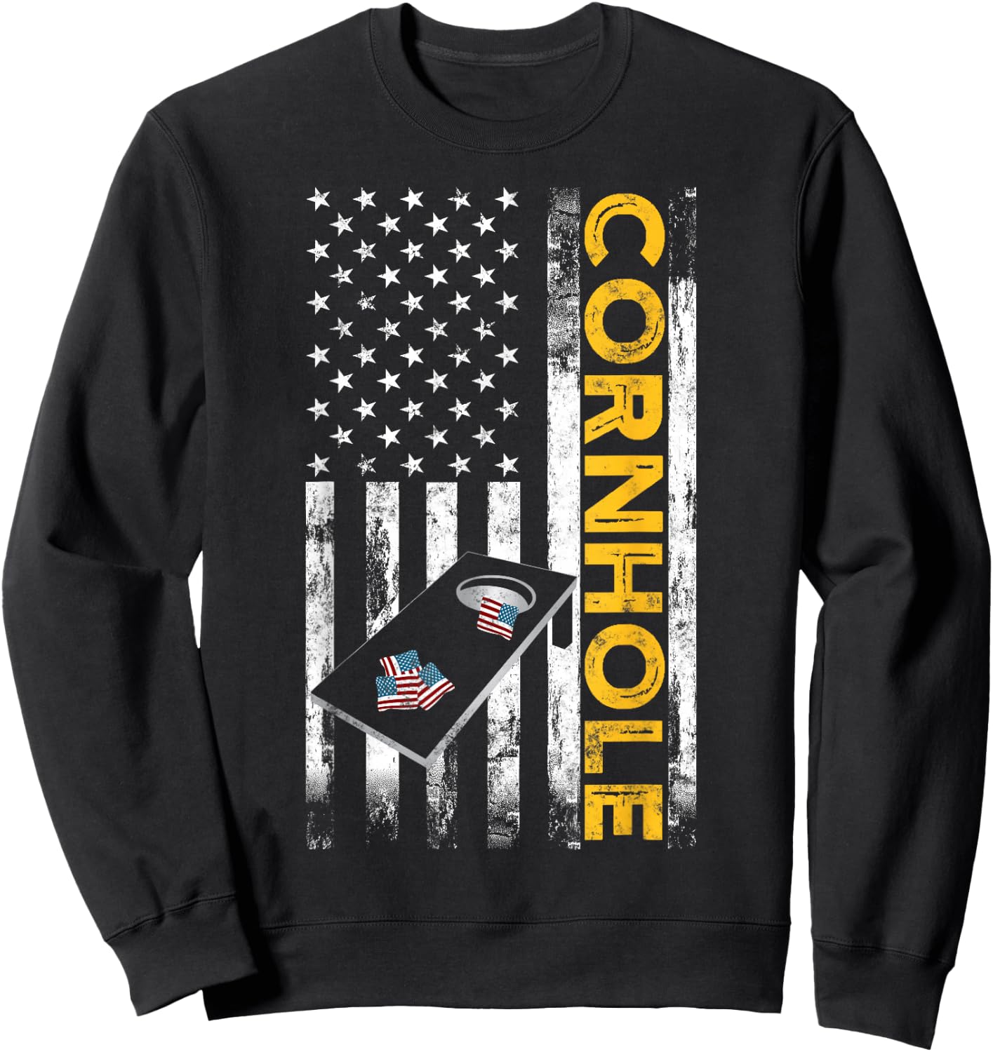 Patriotic Cornhole Player USA American flag Corn hole lover Sweatshirt - Sweatshirt | Black