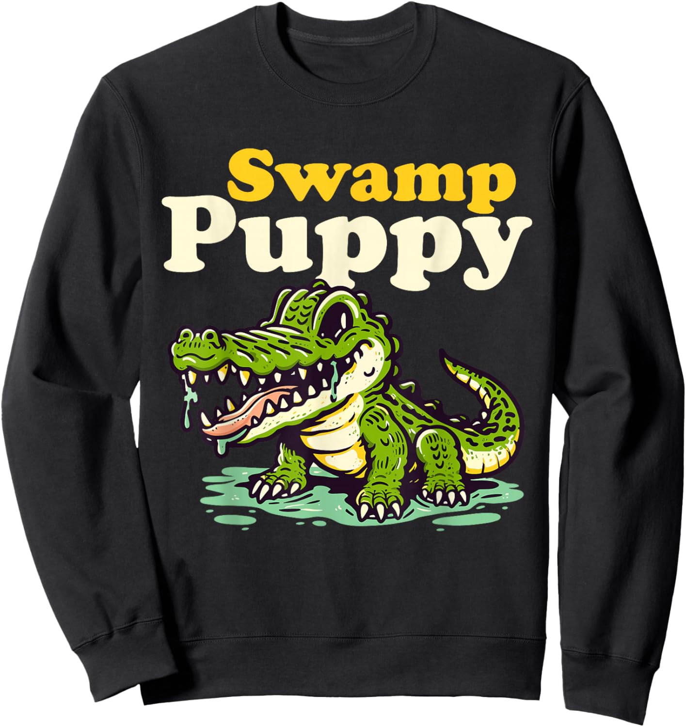 Swamp Puppy: Cute Alligator & Crocodile Lover Funny Sweatshirt - Sweatshirt | Black