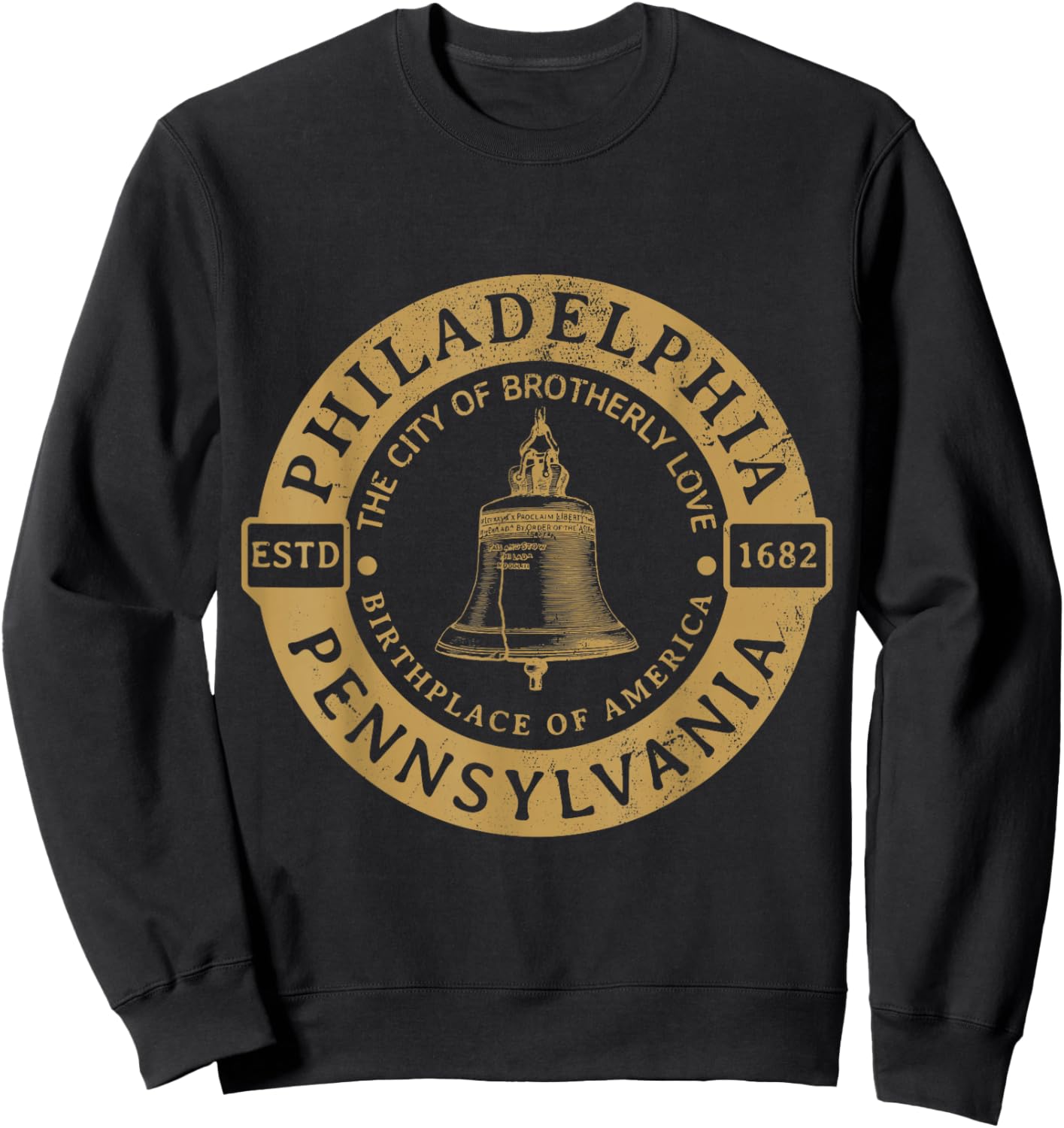Philadelphia PA City Of Brotherly Love Liberty Bell Souvenir Sweatshirt - Sweatshirt | Black