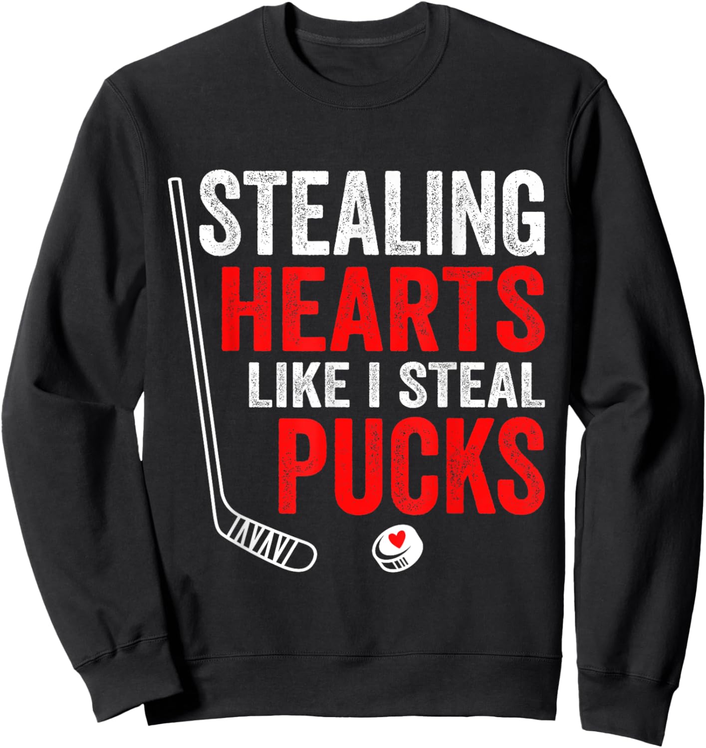 Stealing Heart Like I Steal Pucks Valentines Day Hockey kids Sweatshirt - Sweatshirt | Black