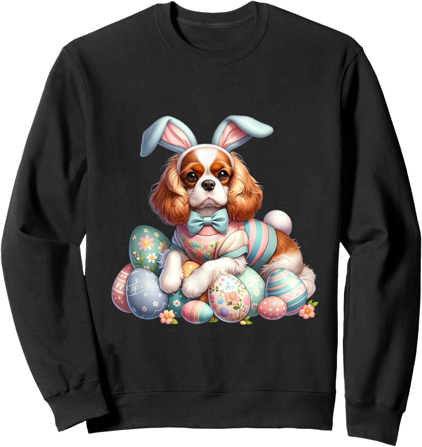 Funny Easter Day Cavalier King Charles Spaniel Bunny Costume Sweatshirt - Sweatshirt | Black