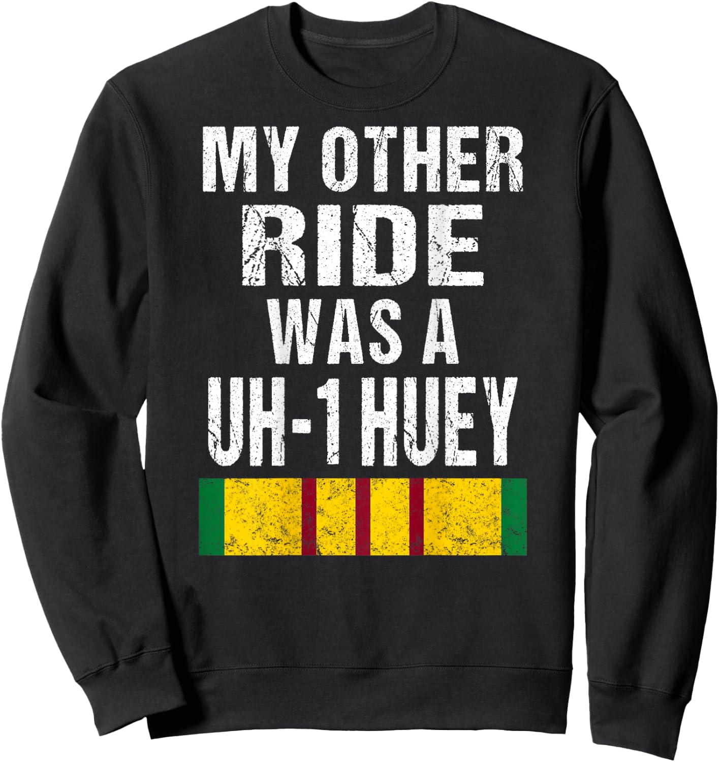 (Print on Back ) Vietnam Veteran Biker UH-1 Huey Helicopter Sweatshirt - Sweatshirt | Black