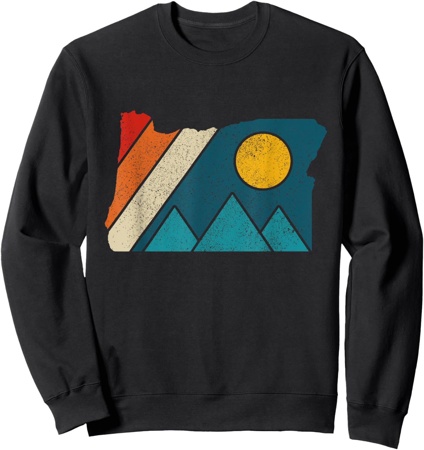 Oregon Vintage State Map Mountains Hiking Nature Pride Gift Sweatshirt - Sweatshirt | Black