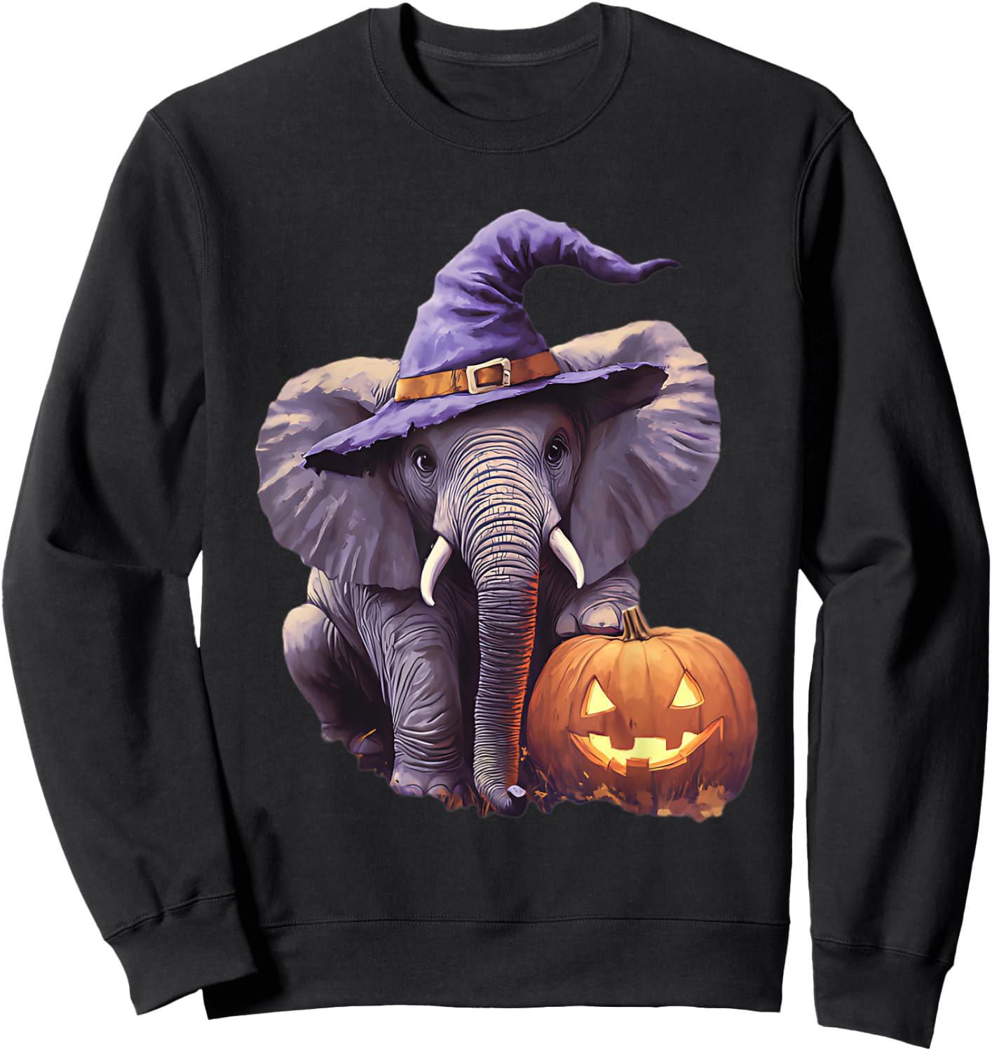 Halloween Pumpkin Decor Girls Boys Kids Elephant Halloween Sweatshirt - Sweatshirt | Black