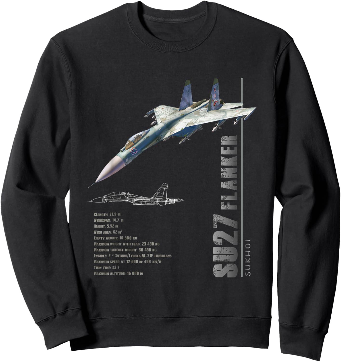 SU-27 Flanker Jet Fighters-Spec Sweatshirt - Sweatshirt | Black