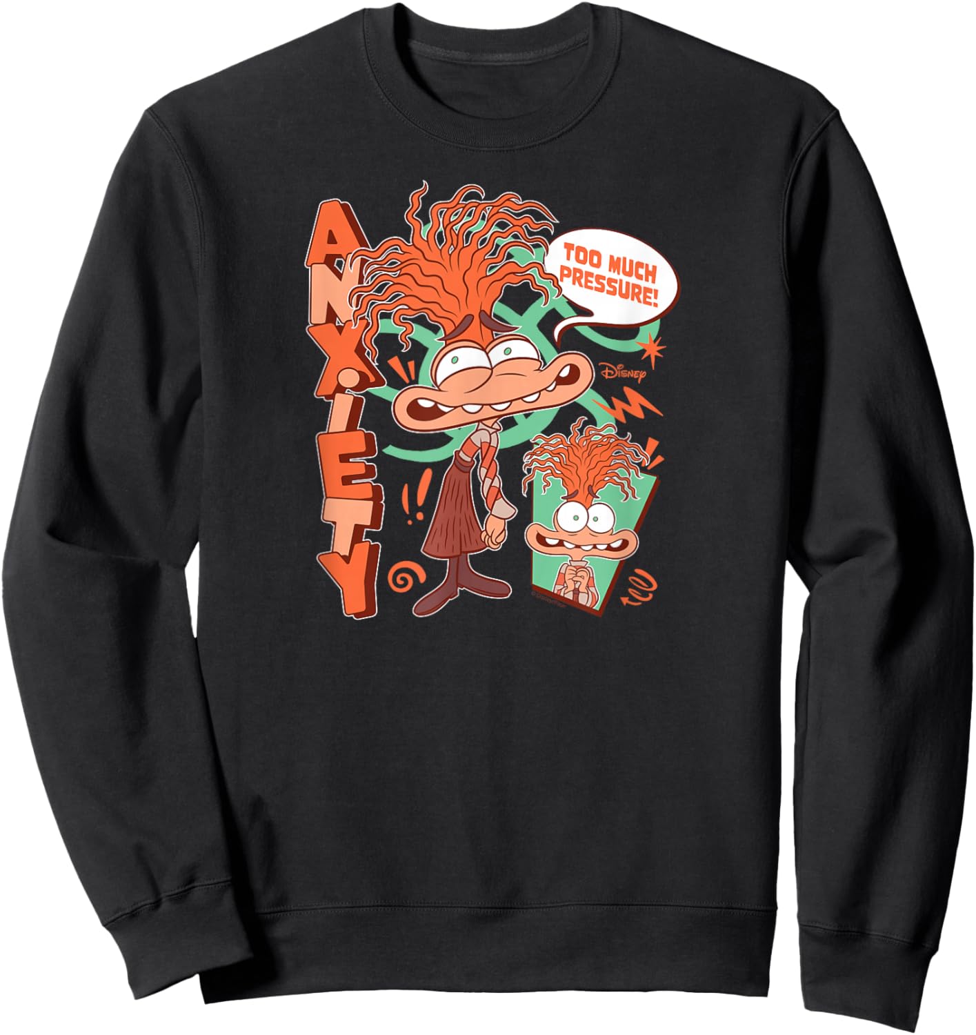 Inside Out 2 - Anxiety Character Too Much Pressure Sweatshirt - Sweatshirt | Black