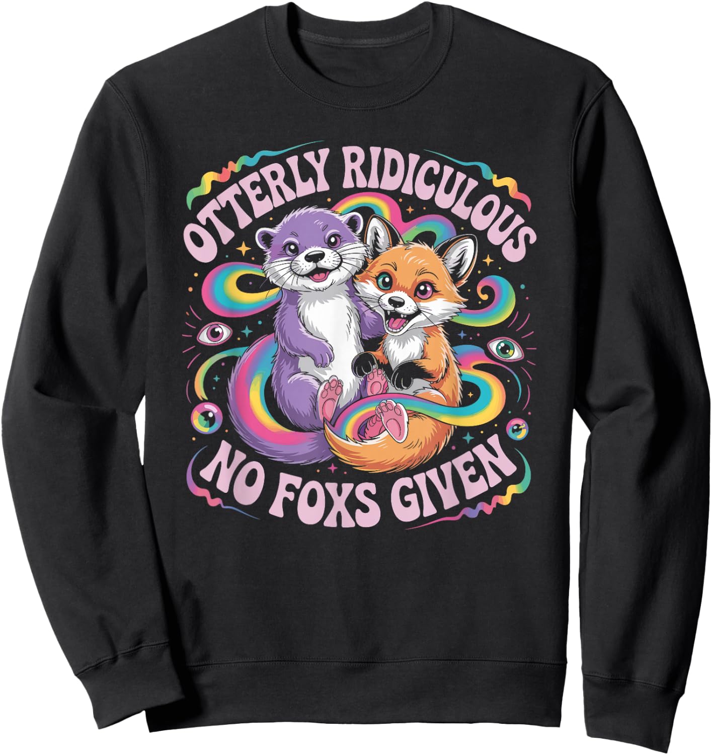 Otterly Ridiculous No Foxs Given Funny Retro Animal Pun Sweatshirt - Sweatshirt | Black