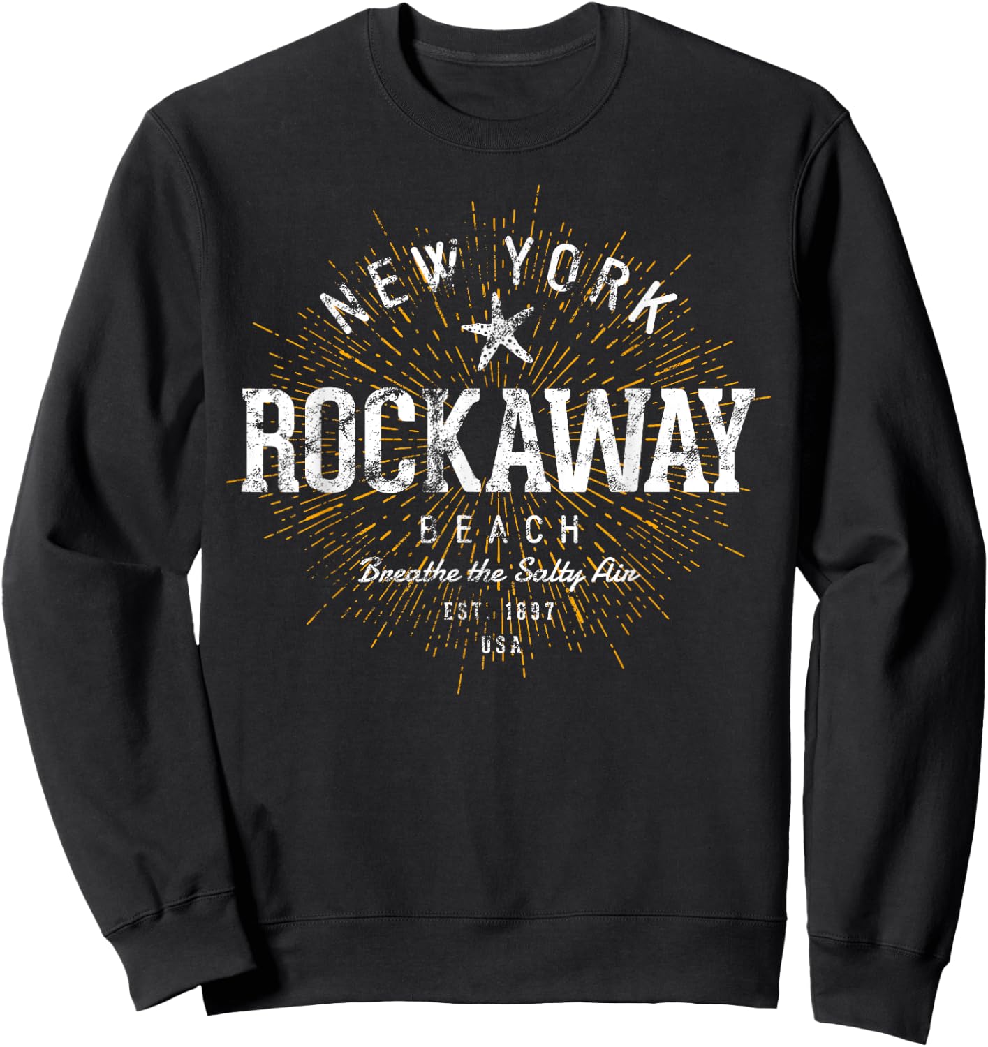 Retro Vintage Rockaway Beach Women Girls Kids Sweatshirt - Sweatshirt | Black