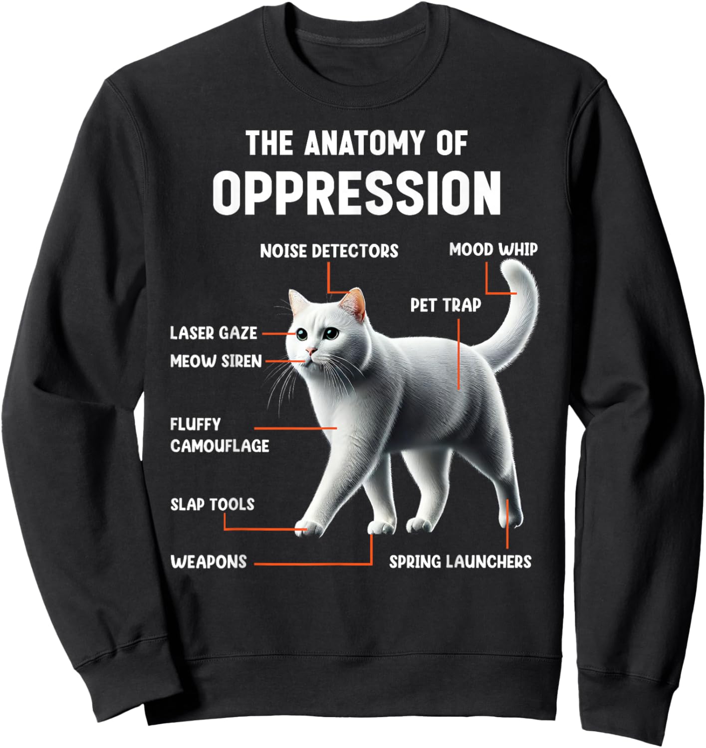 The Anatomy of Oppression Sarcastic Cat Sweatshirt - Sweatshirt | Black