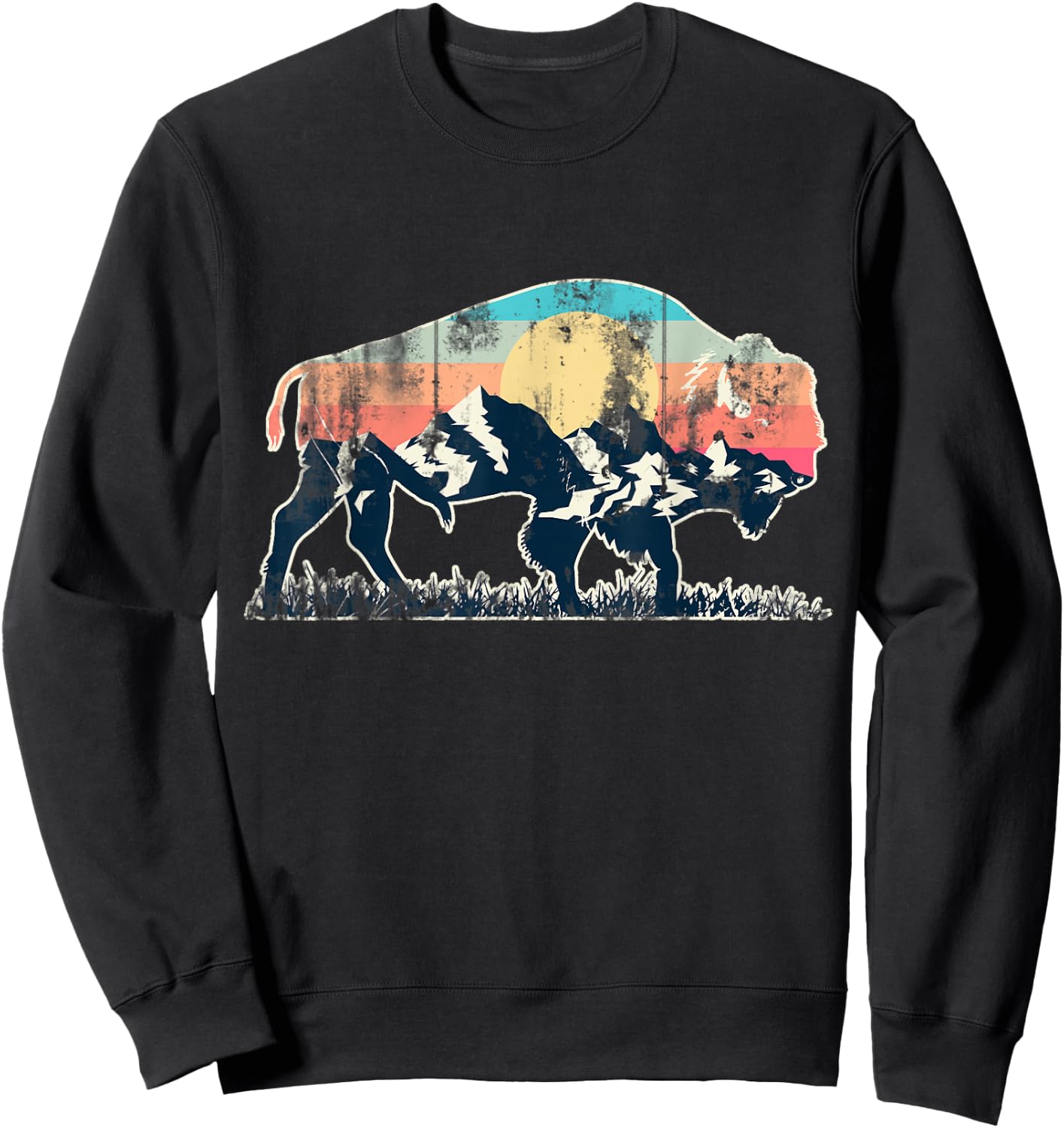 Sunset Landscape Buffalo Sweatshirt - Sweatshirt | Black