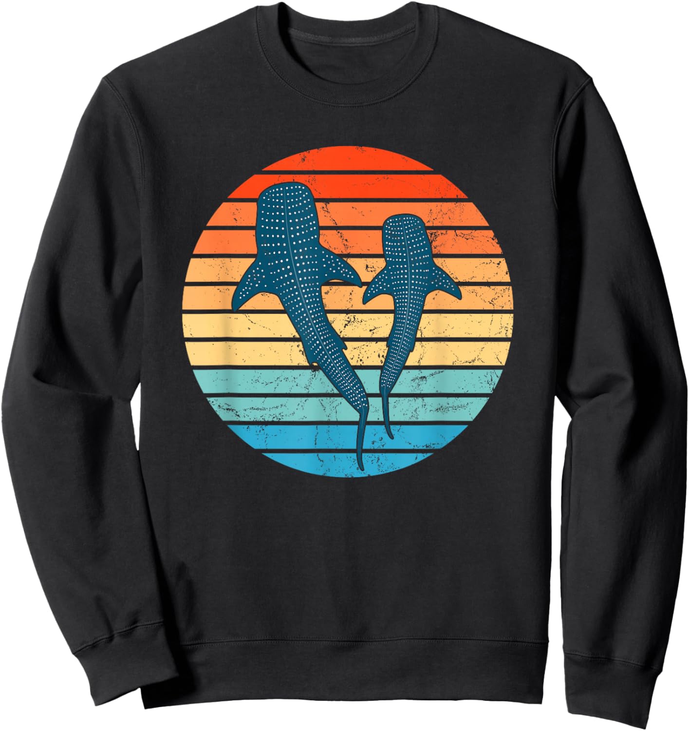Whale Shark Vintage Sunset Sweatshirt - Sweatshirt | Black