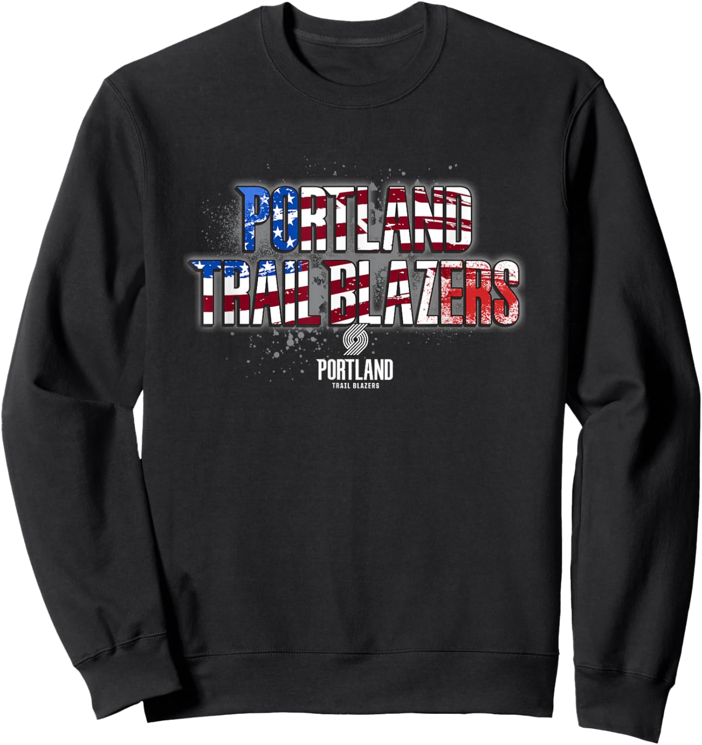 NBA Portland Trail Blazers American Flag Distressed Paint Sweatshirt - Sweatshirt | Black