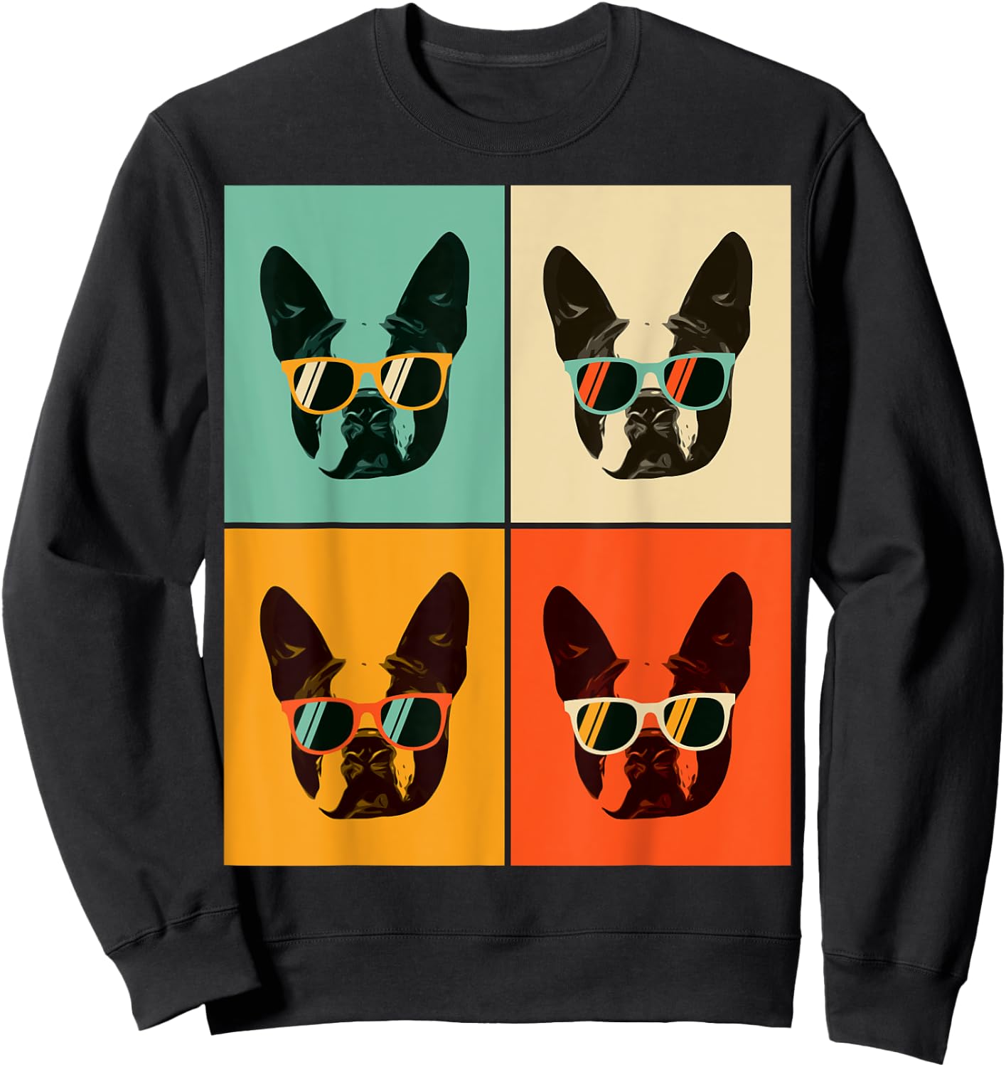 Bostie Dog Lover Gift Funny Boston Terrier With Sunglasses Women Girls Kids Sweatshirt - Sweatshirt | Black