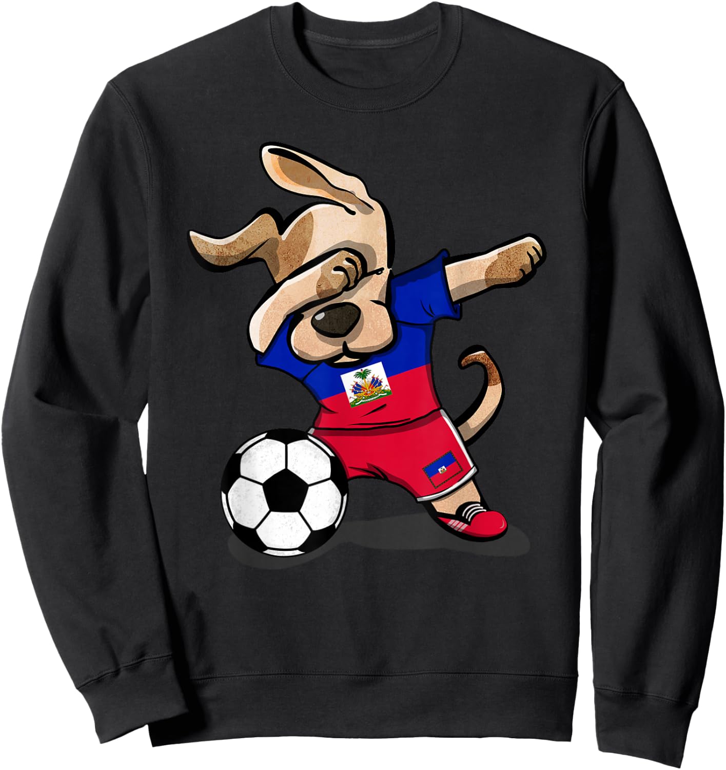 Dabbing Dog Haiti Soccer Jersey Haitian Football Lover Gift Women Girls Kids Sweatshirt - Sweatshirt | Black