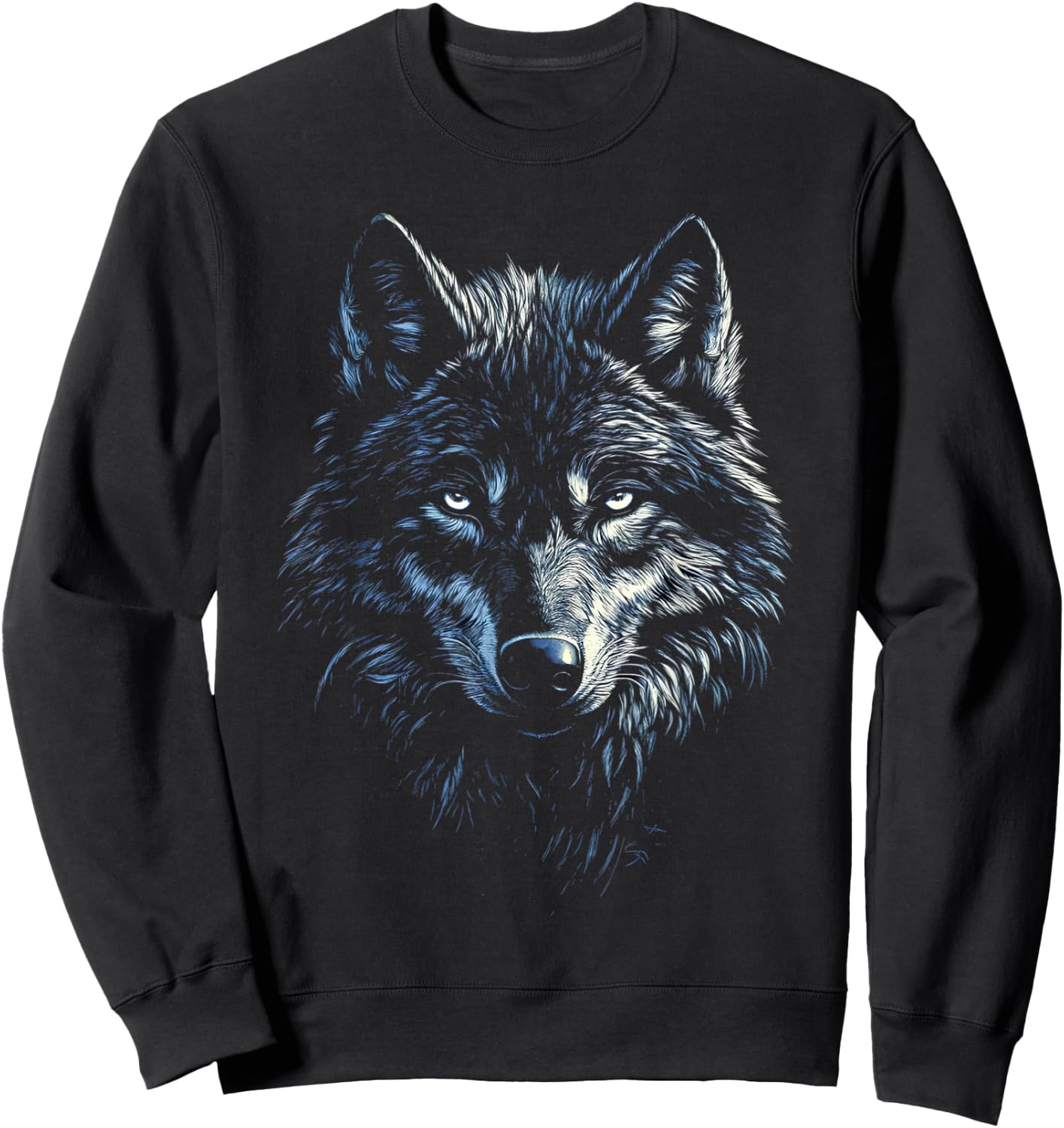 Timber Wolf Face Portrait Distressed Graphic Art Lover Gifts Sweatshirt - Sweatshirt | Black