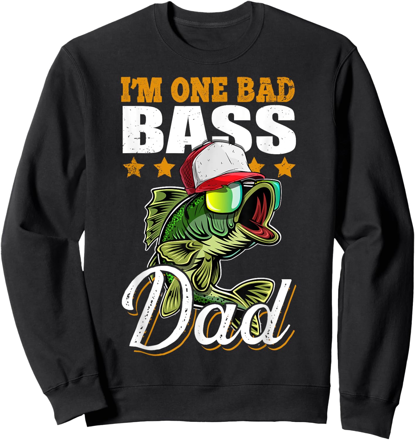 I'm One Bad Bass Dad Funny Bass Fishing Father's Day Gift Sweatshirt - Sweatshirt | Black