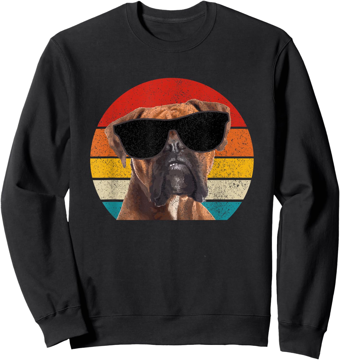 Boxer Dog Sunglasses Vintage Funny Dog Men Women Kids Sweatshirt - Sweatshirt | Black