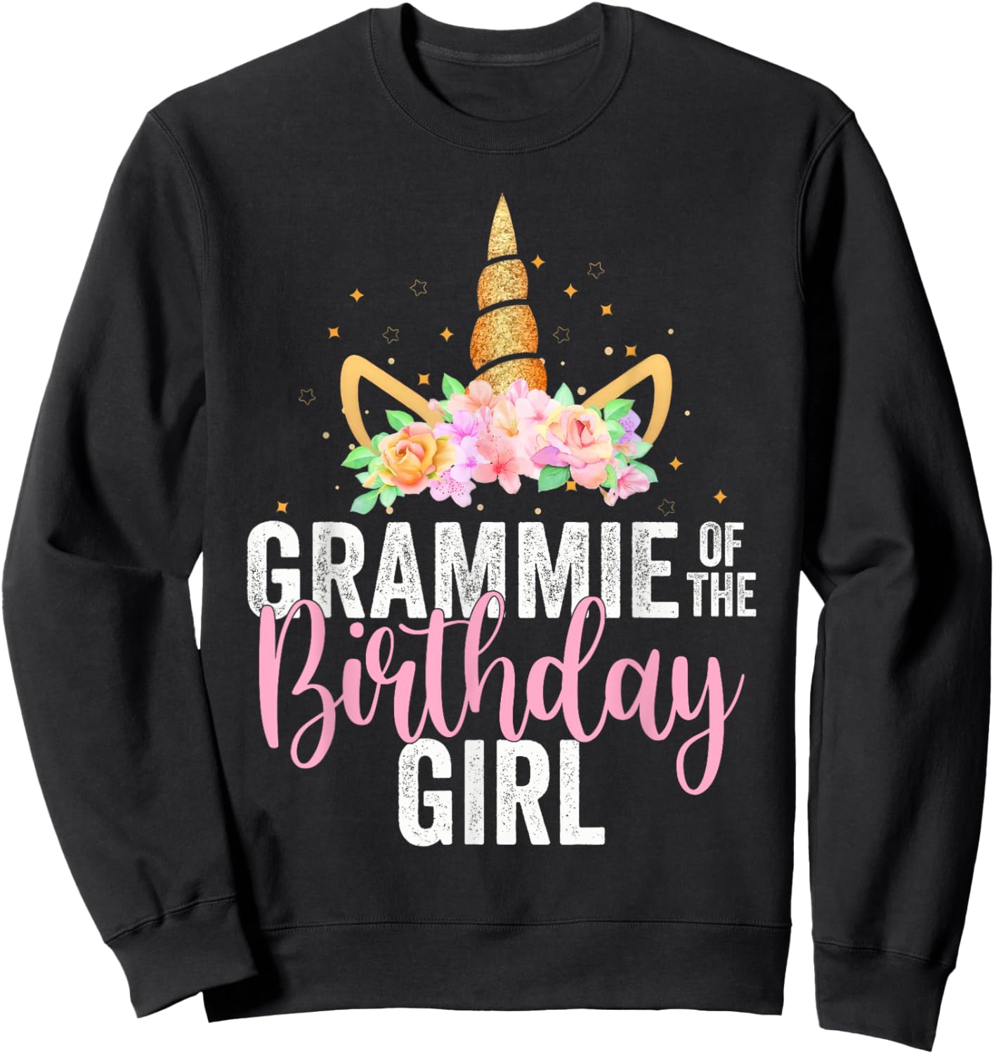 Grammie Of The Birthday Girl Unicorn Girls Family Matching Sweatshirt - Sweatshirt | Black