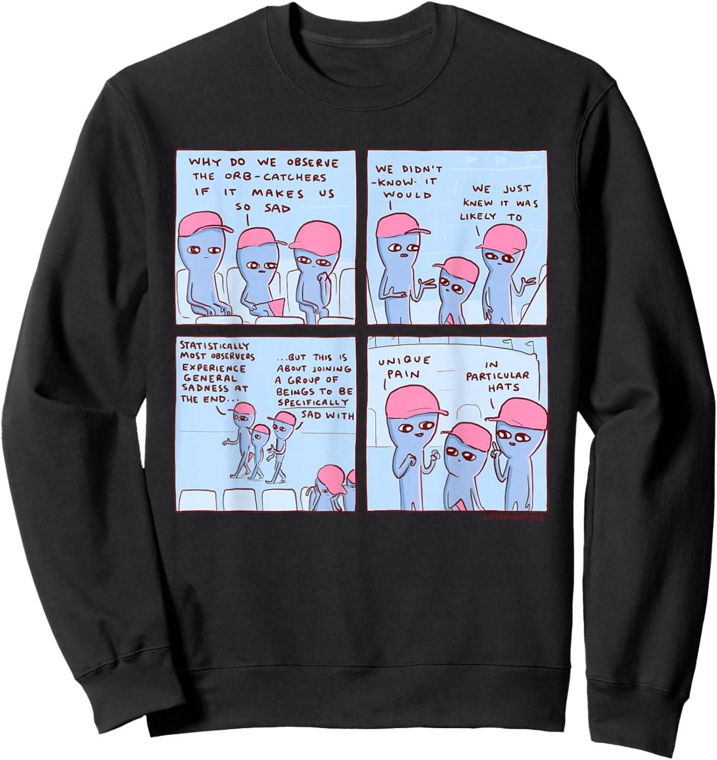Threadless Nathan W. Pyle Strange Planet Unique Pain Graphic Sweatshirt - Sweatshirt | Black