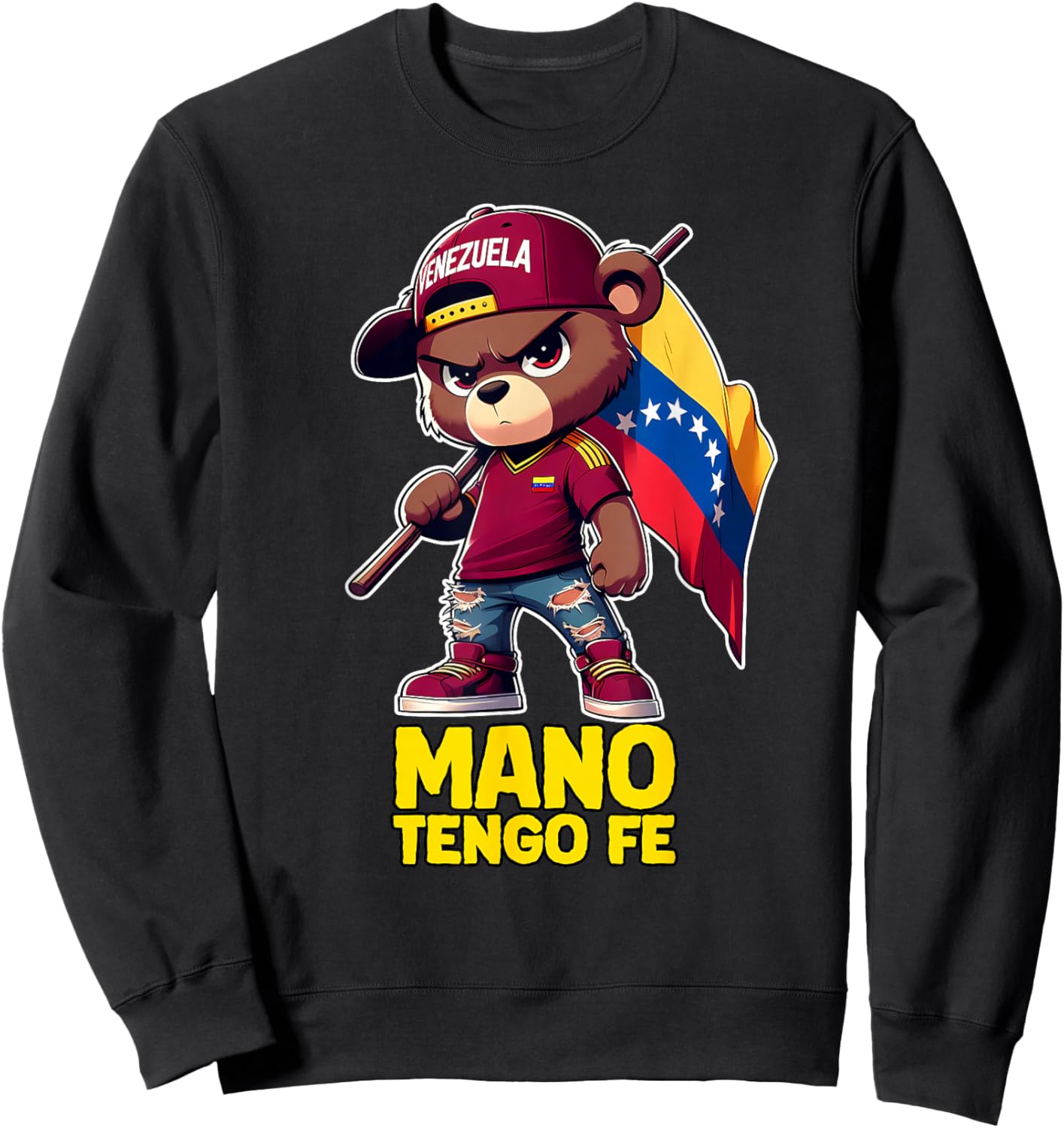 Vinotinto Venezuela Mano Tengo FE Shirt Teddy Bear Sweatshirt - Sweatshirt | Black
