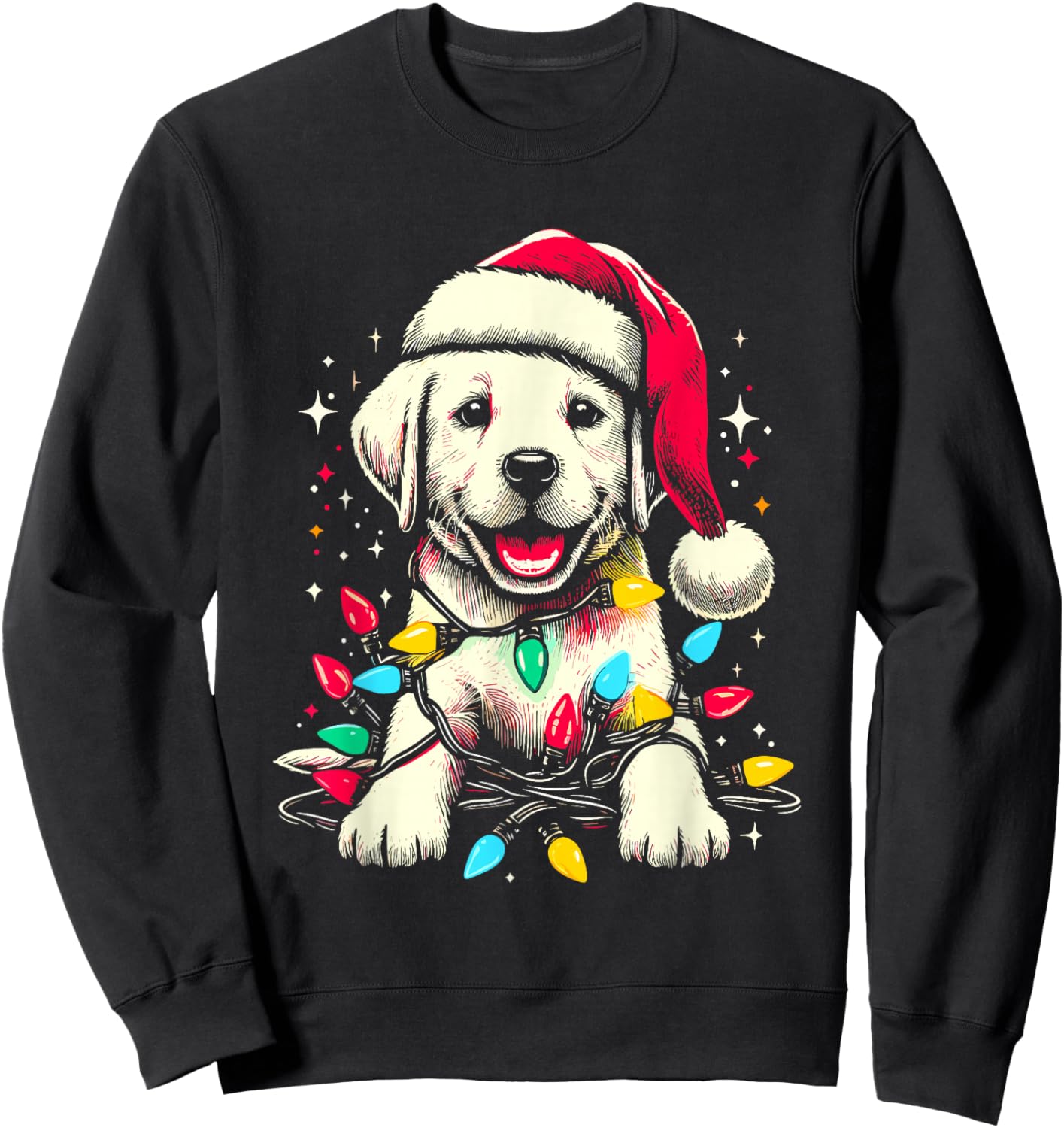 Labrador Santa Hat - Cute Colorful Dog Puppy Christmas Lover Sweatshirt - Sweatshirt | Black