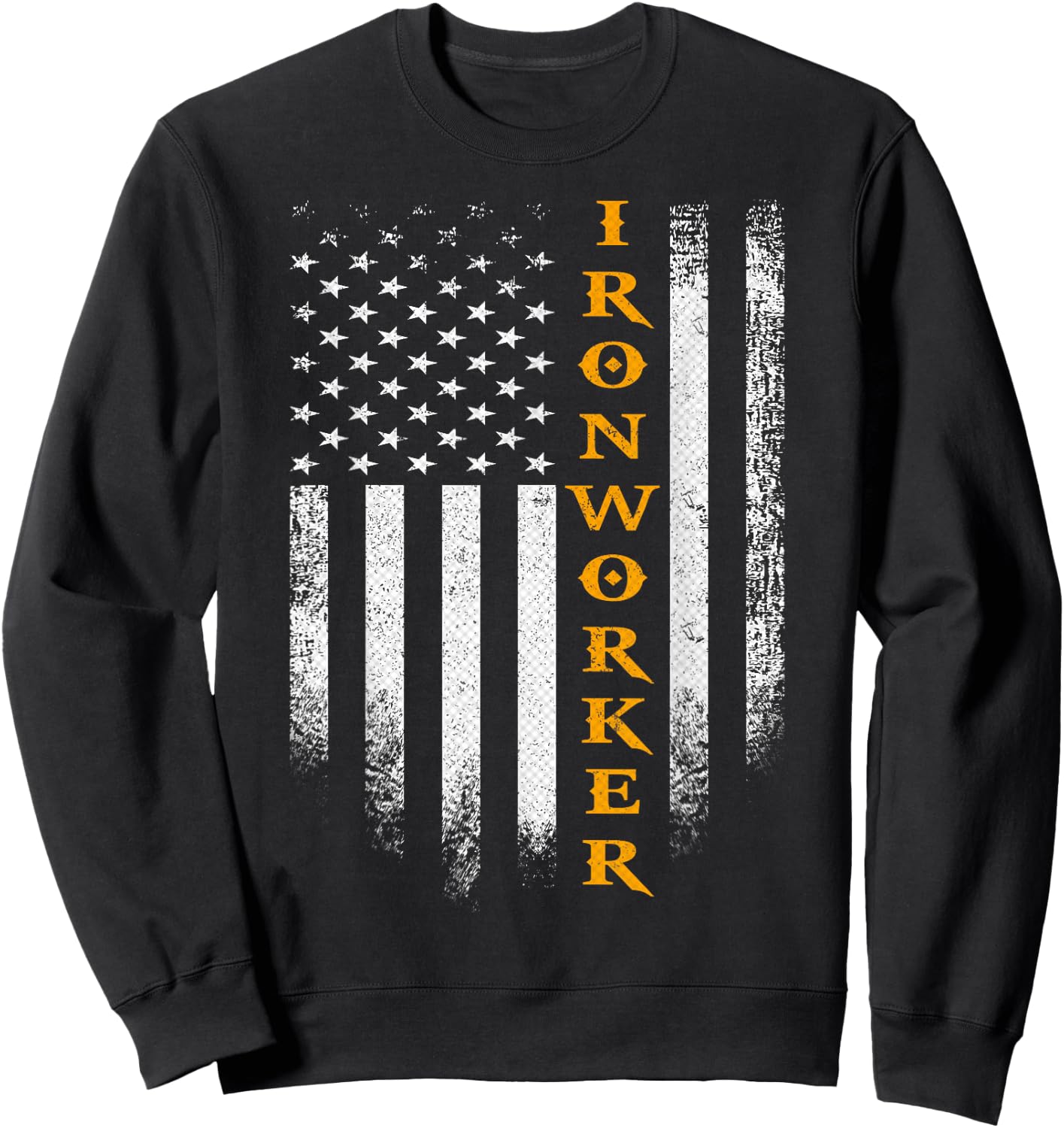 Vintage USA Ironworker American Flag Iron Worker Patriotic Sweatshirt - Sweatshirt | Black